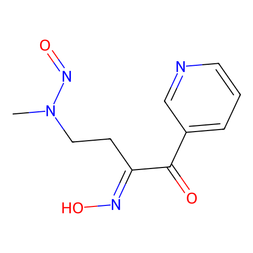 2-Hydroxyimino-4-methylnitrosamino-1-(3-pyridyl)-1-butanone structure