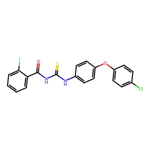 N-{[4-(4-chlorophenoxy)phenyl]carbamothioyl}-2-fluorobenzamide structure