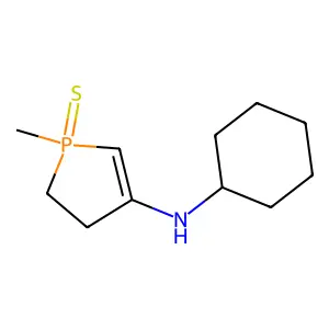 4-(Cyclohexylamino)-1-methyl-2,3-dihydro-1H-1lambda~5~-phosphole-1-thione structure