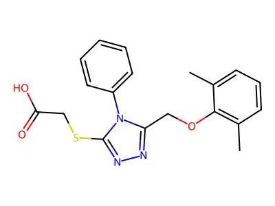 2-[[5-[(2,6-dimethylphenoxy)methyl]-4-phenyl-1,2,4-triazol-3-yl]sulfanyl]acetic Acid structure