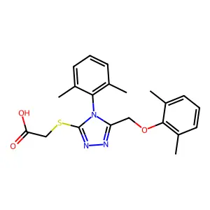 2-[[5-[(2,6-dimethylphenoxy)methyl]-4-(2,6-dimethylphenyl)-1,2,4-triazol-3-yl]sulfanyl]acetic acid structure