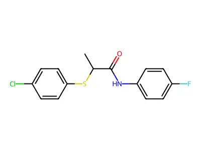 2-(4-chlorophenyl)sulfanyl-N-(4-fluorophenyl)propanamide structure