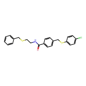 N-(2-benzylsulfanylethyl)-4-[(4-chlorophenyl)sulfanylmethyl]benzamide structure