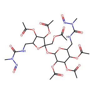 [3,4-diacetyloxy-5-[[[methyl(nitroso)carbamoyl]amino]methyl]-2-[3,4,5-triacetyloxy-6-[[[methyl(nitroso)carbamoyl]amino]methyl]oxan-2-yl]oxyoxolan-2-yl]methyl acetate structure