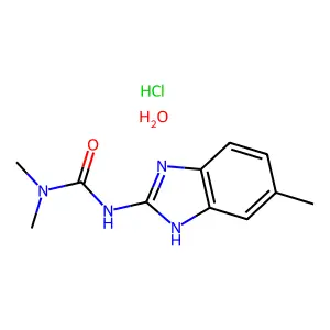 Urea, 1,1-dimethyl-3-(5-methyl-2-benzimidazolyl)-, hydrochloride, hydrate structure