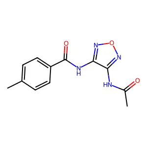 N-(4-acetamido-1,2,5-oxadiazol-3-yl)-4-methylbenzamide structure