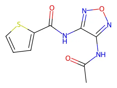 N-(4-acetamido-1,2,5-oxadiazol-3-yl)thiophene-2-carboxamide structure