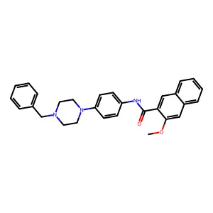 N-[4-(4-benzylpiperazin-1-yl)phenyl]-3-methoxynaphthalene-2-carboxamide structure