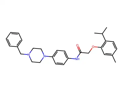 N-[4-(4-benzylpiperazin-1-yl)phenyl]-2-(5-methyl-2-propan-2-ylphenoxy)acetamide structure
