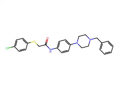 N-[4-(4-benzyl-1-piperazinyl)phenyl]-2-[(4-chlorophenyl)sulfanyl]acetamide structure