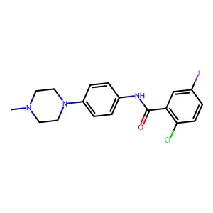 2-chloro-5-iodo-N-[4-(4-methylpiperazin-1-yl)phenyl]benzamide structure
