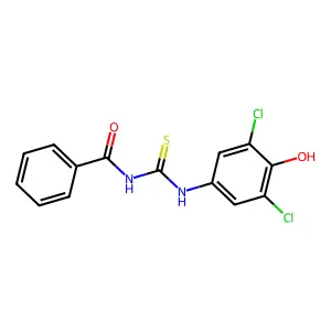 N-benzoyl-N'-(3,5-dichloro-4-hydroxyphenyl)thiourea structure