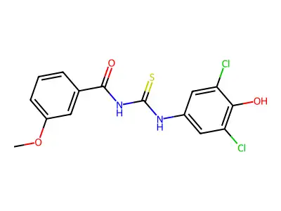 N-(3,5-dichloro-4-hydroxyphenyl)-N'-(3-methoxybenzoyl)thiourea structure
