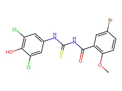 5-bromo-N-[(3,5-dichloro-4-hydroxyphenyl)carbamothioyl]-2-methoxybenzamide structure