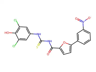 N-[(3,5-dichloro-4-hydroxyphenyl)carbamothioyl]-5-(3-nitrophenyl)furan-2-carboxamide structure