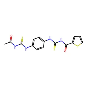 N-[[4-(acetylcarbamothioylamino)phenyl]carbamothioyl]thiophene-2-carboxamide structure