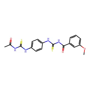 N-[[4-(acetylcarbamothioylamino)phenyl]carbamothioyl]-3-methoxybenzamide structure