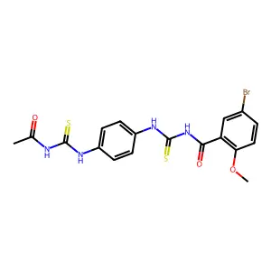 N-[[4-(acetylcarbamothioylamino)phenyl]carbamothioyl]-5-bromo-2-methoxybenzamide structure