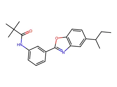 N-[3-(5-butan-2-yl-1,3-benzoxazol-2-yl)phenyl]-2,2-dimethylpropanamide structure