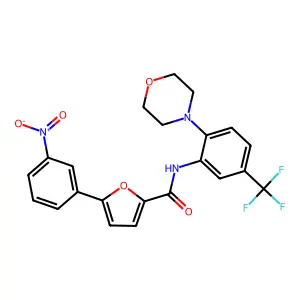 N-[2-morpholin-4-yl-5-(trifluoromethyl)phenyl]-5-(3-nitrophenyl)furan-2-carboxamide structure