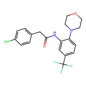 2-(4-chlorophenyl)-N-[2-morpholin-4-yl-5-(trifluoromethyl)phenyl]acetamide structure