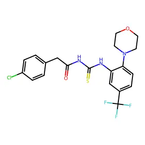 2-(4-chlorophenyl)-N-[[2-morpholin-4-yl-5-(trifluoromethyl)phenyl]carbamothioyl]acetamide structure