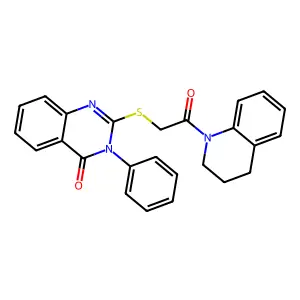 2-[2-(3,4-dihydro-2H-quinolin-1-yl)-2-oxoethyl]sulfanyl-3-phenylquinazolin-4-one structure