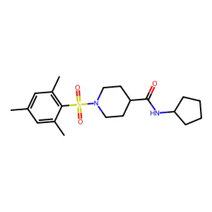 N-cyclopentyl-1-(2,4,6-trimethylbenzenesulfonyl)piperidine-4-carboxamide structure