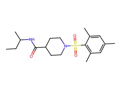 N-butan-2-yl-1-(2,4,6-trimethylphenyl)sulfonylpiperidine-4-carboxamide structure