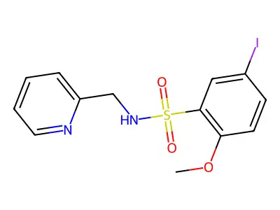 5-iodo-2-methoxy-N-(pyridin-2-ylmethyl)benzenesulfonamide structure