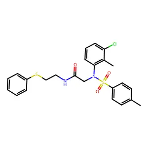 2-(3-chloro-2-methyl-N-(4-methylphenyl)sulfonylanilino)-N-(2-phenylsulfanylethyl)acetamide structure