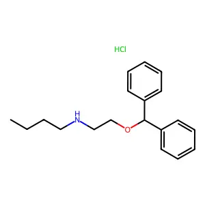 Butylamine, N-(2-(diphenylmethoxy)ethyl)-, hydrochloride structure