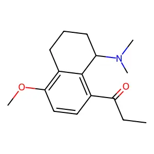1-Naphthylamine, 1,2,3,4-tetrahydro-N,N-dimethyl-5-methoxy-8-propionyl- structure
