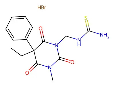 3-(2-Isothioureidomethyl)-1-methylphenobarbital hydrobromide structure