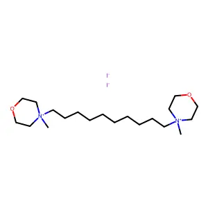 4,4'-(Decane-1,10-diyl)bis(4-methylmorpholin-4-ium) diiodide structure