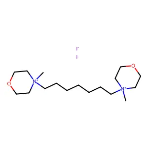 4,4'-(Heptane-1,7-diyl)bis(4-methylmorpholin-4-ium) diiodide structure