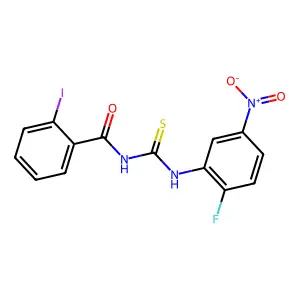 N-[(2-fluoro-5-nitrophenyl)carbamothioyl]-2-iodobenzamide structure
