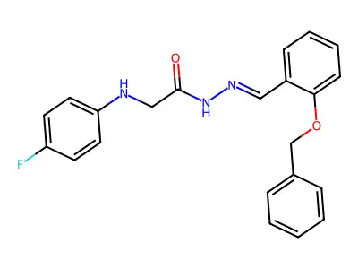 2-(4-fluoroanilino)-N-[(2-phenylmethoxyphenyl)methylideneamino]acetamide structure