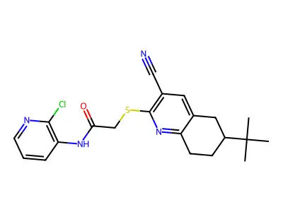 2-[(6-tert-butyl-3-cyano-5,6,7,8-tetrahydroquinolin-2-yl)sulfanyl]-N-(2-chloropyridin-3-yl)acetamide structure
