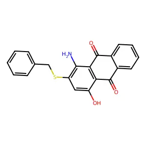 Anthraquinone, 1-amino-2-benzylthio-4-hydroxy- structure