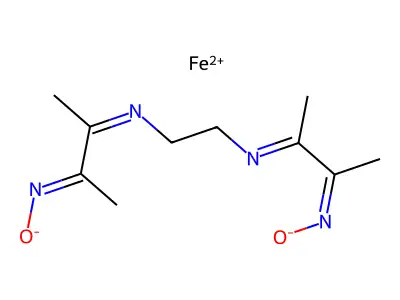 3,3'-Ethylenedinitrilodi-2-butanone dioxime iron(II) complex structure