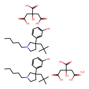 Phenol, 3-(3-neopentyl-1-pentyl-3-pyrrolidinyl)-, citrate, hemihydrate structure