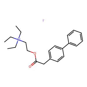 Ammonium, (2-hydroxyethyl)triethyl-, iodide, 4-biphenylylacetate structure