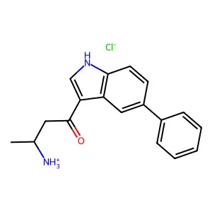 1-Butanone, 3-amino-1-(5-phenyl-1H-indol-3-yl)-, monohydrochloride, (+-)- structure