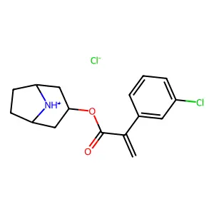 Atropic acid, 3'-chloro-, 3-tropanyl ester, hydrochloride structure