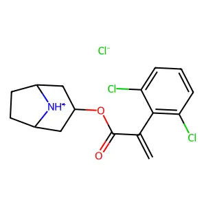 Atropic acid, 2',6'-dichloro-, 3-tropanyl ester, hydrochloride structure