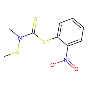 Carbamic acid, N-methyl-N-(methylthio)dithio-, 2-nitrophenyl ester structure