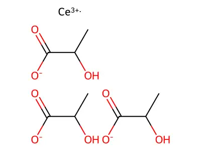 Cerium(3+) tris(2-hydroxypropanoate) structure
