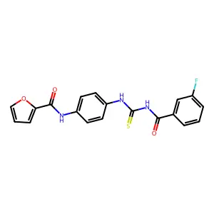 N-[4-[(3-fluorobenzoyl)carbamothioylamino]phenyl]furan-2-carboxamide structure