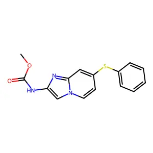 Carbamic acid, (7-(phenylthio)imidazo(1,2-a)pyridin-2-yl)-,methyl ester structure